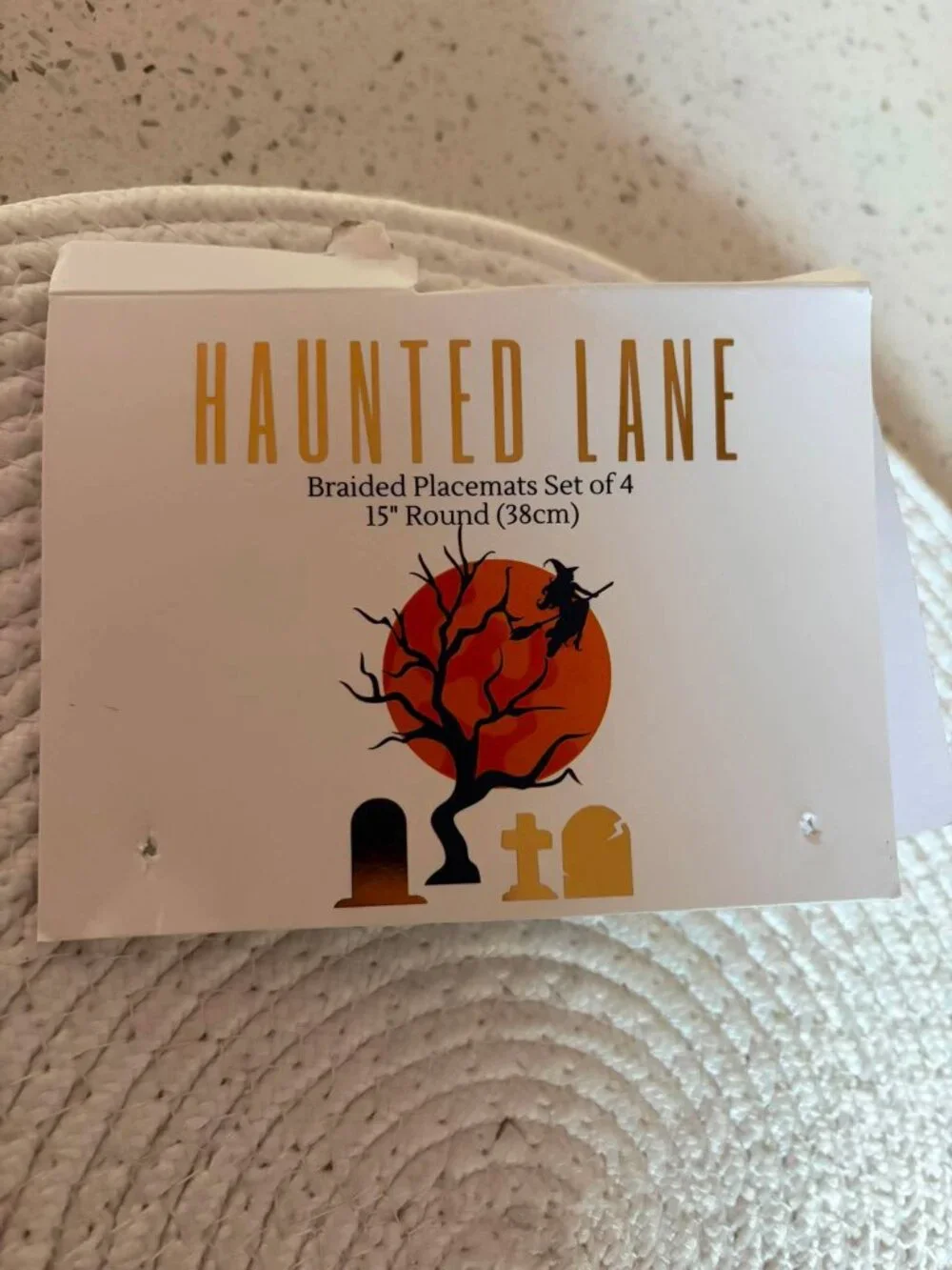 Haunted Lane Halloween Haunted House Braided Placemats Set of 4